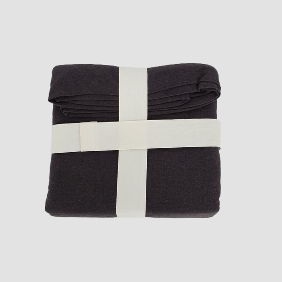 Casaluna Heavyweight Linen Blend Duvet Cover Set Full Queen Dark Gray 3pc New - Picture 4 of 8